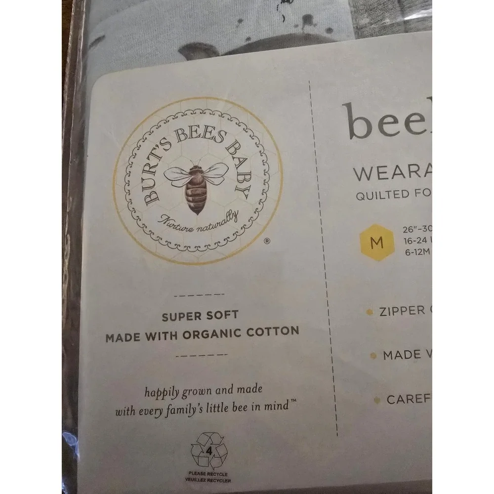 Burts Bees Baby Beekeeper Wearable Blanket Quilted Organic Cotton Dino Blue Med